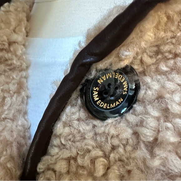 Sam Edelman Womens Tan Faux Fur Teddy Medium Length Winter Coat NWT - Picture 8 of 12